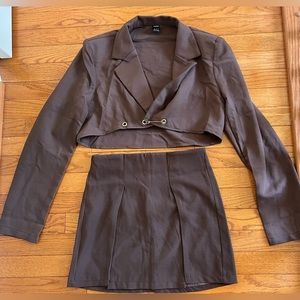 Brown coat and skirt